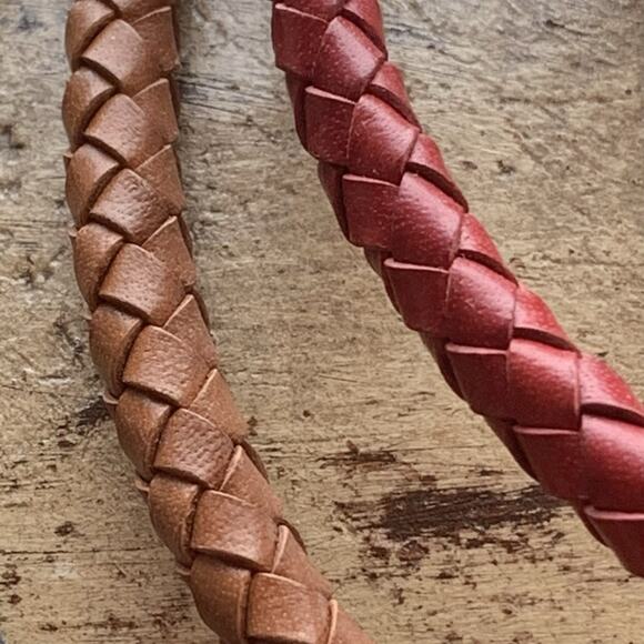 Judith Ripka Brown & Red Leather cords w/ Sterling Silver & CZ Heart Enhancer - Picture 9 of 9